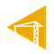 An illustration of a crane in front of a yellow triangle